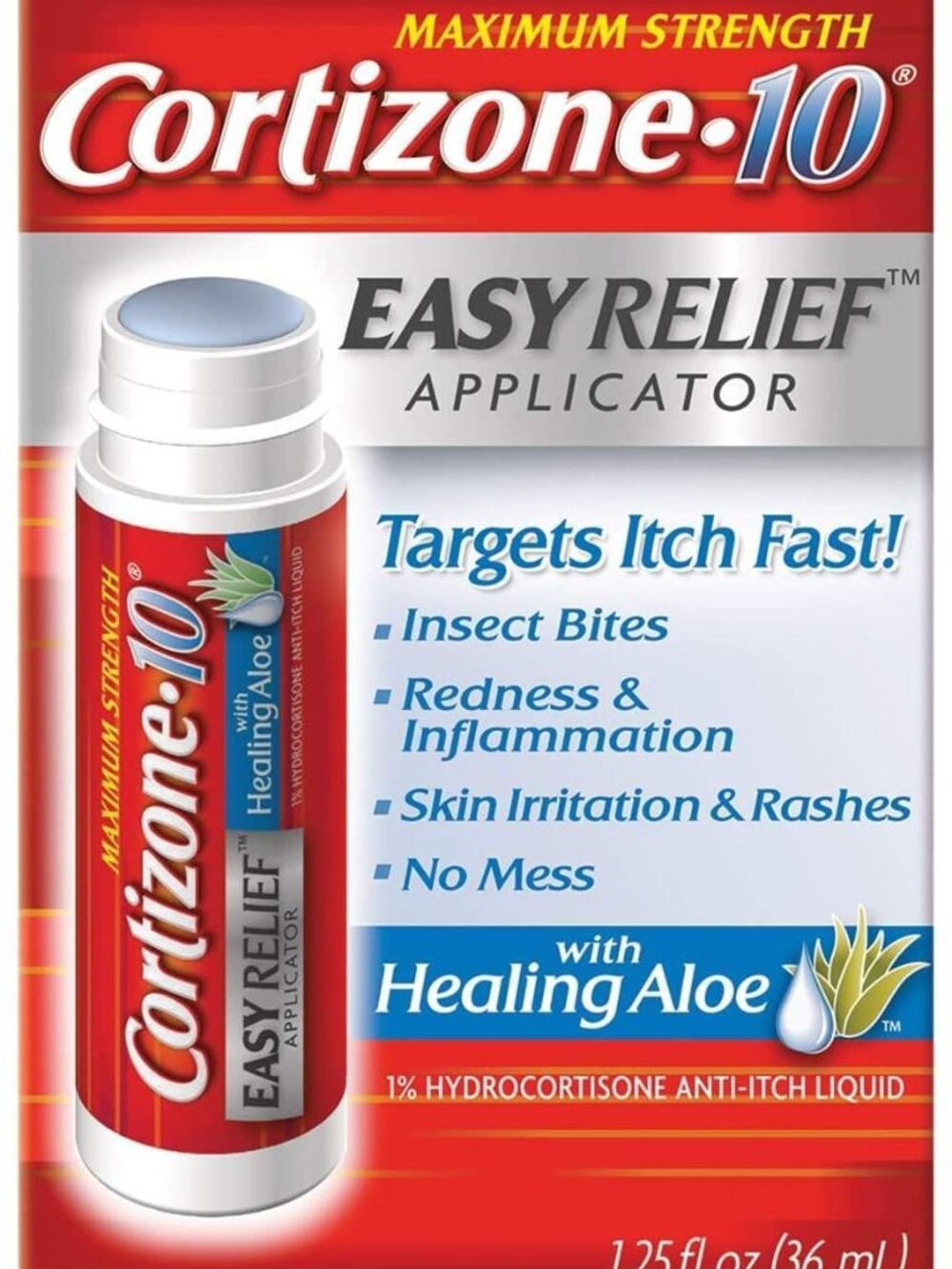 CHATTEM Cortizone-10 Easy Relief Applicator Anti-Itch Liquid 1.25 oz